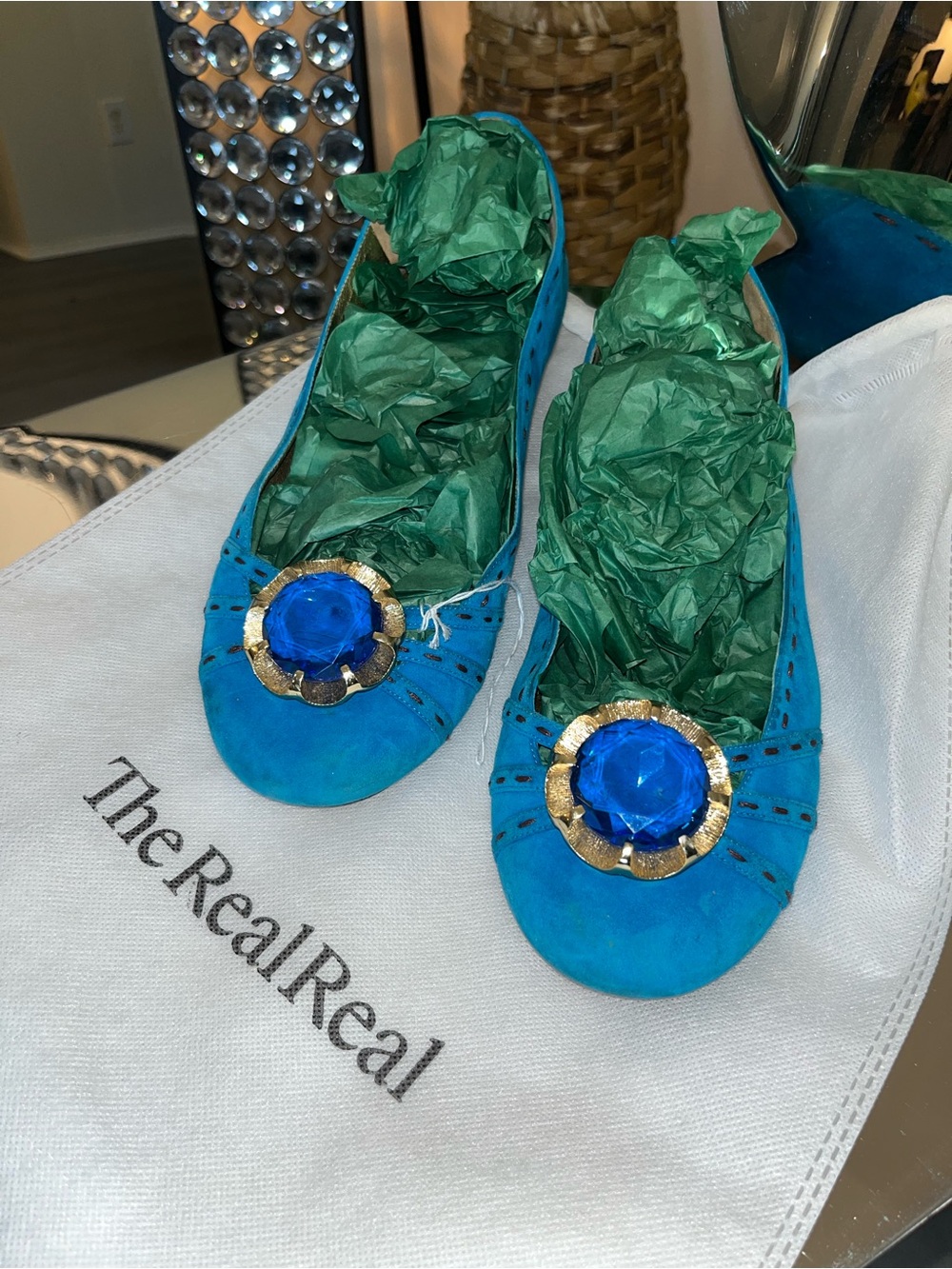 Marc Jacobs Blue Jeweled Flats 9.5 U.S